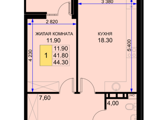 Продается 1-комнатная квартира, 44.3 м2, поселок Южный, Дозорная улица, 3к11