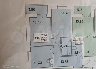 Продается 2-комнатная квартира, 57.5 м2, Новосибирск, улица Немировича-Данченко, 167/3, ЖК Расцветай на Маркса