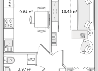 Продается 1-комнатная квартира, 31.8 м2, Санкт-Петербург, ЖК Приневский, Русановская улица, 18к6