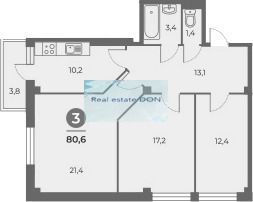 Продажа 3-ком. квартиры, 80 м2, Ростов-на-Дону, проспект 40-летия Победы, 63/17с3, ЖК Сокол Град