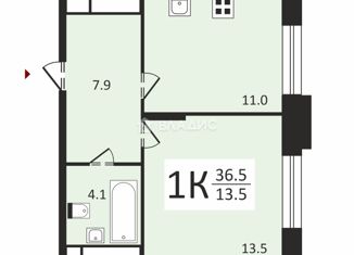 Продам 1-ком. квартиру, 36.5 м2, Московский, улица Никитина, 11к4, ЖК Первый Московский