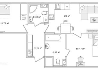 Продается 2-ком. квартира, 75.49 м2, Санкт-Петербург, Белоостровская улица, 10к1, метро Лесная