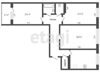 Продаю трехкомнатную квартиру, 65.4 м2, Татарстан, 32-й комплекс, 7