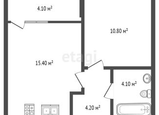 Продаю 1-комнатную квартиру, 38.3 м2, Тюмень, Интернациональная улица, 199А, ЖК Авиатор