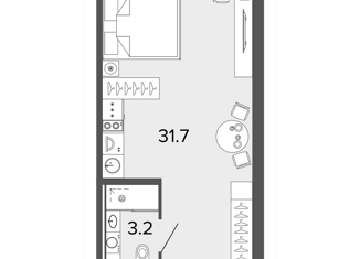 Продам квартиру студию, 34.4 м2, Санкт-Петербург, Заозёрная улица, 3к3, Московский район