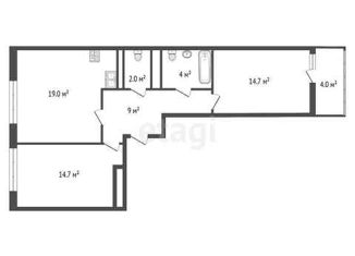 Продается 2-ком. квартира, 63.4 м2, Санкт-Петербург, Октябрьская набережная, 34к5, ЖК Пульс на Набережной