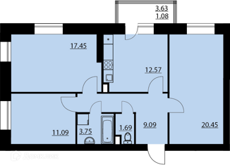 Продается квартира студия, 77.14 м2, посёлок Солнечный, Кленовая улица, 1