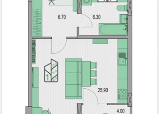 Продаю 1-комнатную квартиру, 42.9 м2, Нижний Новгород, метро Заречная, проспект Гагарина, 144