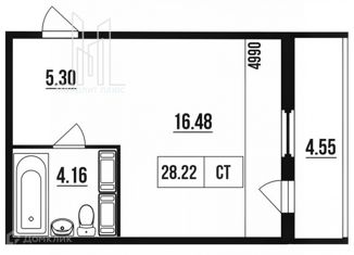 Продам квартиру студию, 28.22 м2, Санкт-Петербург, муниципальный округ Чёрная Речка, Студенческая улица, 14к1