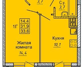 1-комнатная квартира на продажу, 33.7 м2, Новосибирск, метро Площадь Маркса