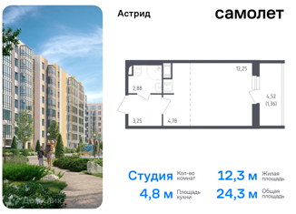 Продаю квартиру студию, 24.3 м2, Колпино, проспект Ленина, 60