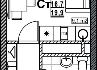 Продается квартира студия, 19.9 м2, Нижний Новгород, метро Стрелка, Мещерский бульвар, 1