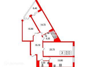 Продам 3-комнатную квартиру, 93.7 м2, Санкт-Петербург, Мебельная улица, 21к2, Мебельная улица