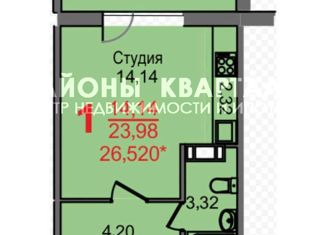 Продается квартира студия, 26 м2, Челябинск, Новороссийская улица, 17Б, Ленинский район