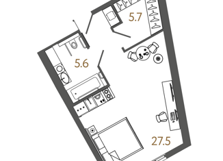 Продается квартира студия, 38.7 м2, Санкт-Петербург, Московский проспект, 103, Московский район