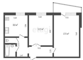 Продажа 2-комнатной квартиры, 51.5 м2, Тюмень, улица Николая Чаплина, 121