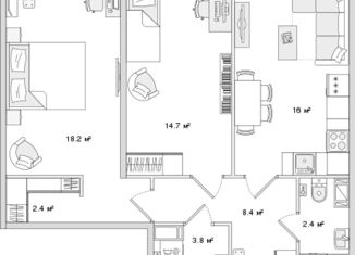 Продам двухкомнатную квартиру, 69.8 м2, Санкт-Петербург, Белоостровская улица, 10к1, метро Лесная