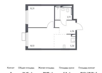 Продается 2-комнатная квартира, 34.45 м2, село Остафьево, жилой комплекс Остафьево, к13