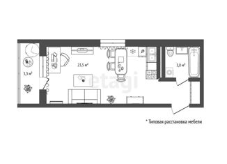 Продажа квартиры студии, 27.3 м2, Тюменская область, улица Тимофея Чаркова, 28