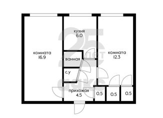 2-ком. квартира на продажу, 44.1 м2, Краснодар, улица Авиагородок, 21, улица Авиагородок