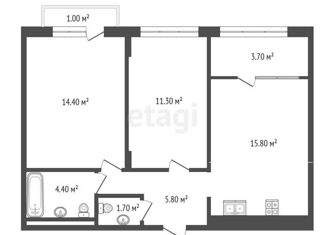 Продам 2-ком. квартиру, 57.4 м2, деревня Дударева, Тюменская улица, 3