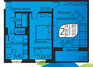 Двухкомнатная квартира на продажу, 64.5 м2, Пермь, улица Гашкова, 55, ЖК Мотовилихинский