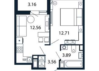 1-комнатная квартира на продажу, 32.3 м2, Санкт-Петербург, Арцеуловская аллея, 9, метро Комендантский проспект