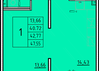 1-комнатная квартира на продажу, 40.72 м2, Санкт-Петербург, Образцовая улица, 6к2