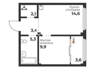 Продам 1-комнатную квартиру, 35.3 м2, Челябинск, улица Братьев Кашириных, 80, Калининский район