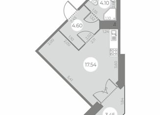 Квартира на продажу студия, 27.97 м2, Санкт-Петербург, ЖК Огни Залива, улица Маршала Захарова, 10