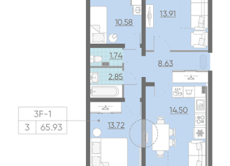 Продам 3-комнатную квартиру, 64.8 м2, Санкт-Петербург, Северный проспект, 123к1, Северный проспект