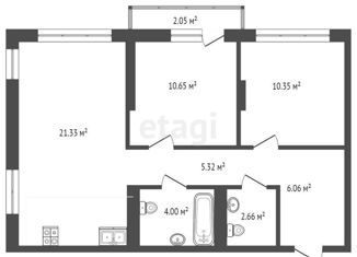 Продажа двухкомнатной квартиры, 62.4 м2, Тюмень, улица Василия Подшибякина, 9, Калининский округ
