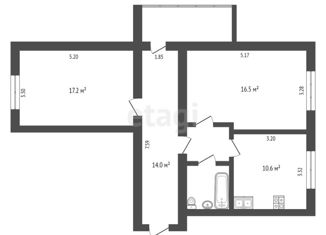 2-комнатная квартира на продажу, 64.7 м2, Омская область, Мельничная улица, 89к1