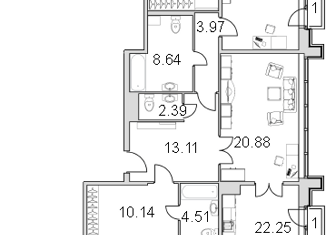 Продажа 2-комнатной квартиры, 155.5 м2, Санкт-Петербург, Московский проспект, 183-185Ак1