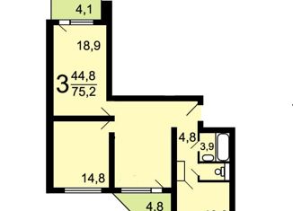 Продажа трехкомнатной квартиры, 82 м2, Москва, Фестивальная улица, 22к4, метро Речной вокзал