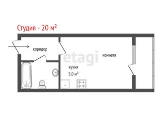 Квартира на продажу студия, 20 м2, посёлок Мичуринский, улица Евгения Савкова, 46, ЖК Мичуринский