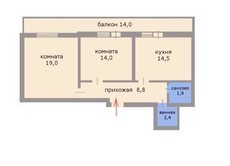 Продажа 2-комнатной квартиры, 59.9 м2, Санкт-Петербург, ЖК Граффити, Парашютная улица, 38к2