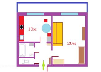 1-комнатная квартира на продажу, 38.8 м2, Санкт-Петербург, Моравский переулок, 7к1, Фрунзенский район
