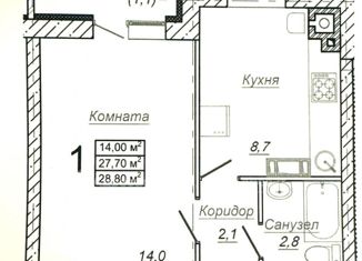 Продажа 1-комнатной квартиры, 28.4 м2, Волгоград, улица имени Старшего Лейтенанта Токарева, 9