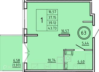 1-комнатная квартира на продажу, 37.25 м2, посёлок Шушары, Образцовая улица, 6к3, ЖК Образцовый Квартал 8