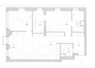 Сдается в аренду трехкомнатная квартира, 80 м2, Москва, улица Малая Ордынка, 19, улица Малая Ордынка