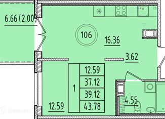 Продажа однокомнатной квартиры, 37.12 м2, Санкт-Петербург, Образцовая улица, 6к1