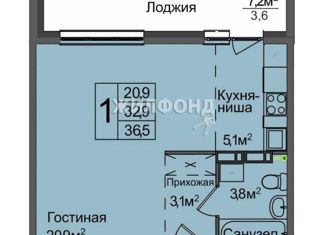 Продается 1-комнатная квартира, 32.9 м2, Новосибирск, ЖК Венеция
