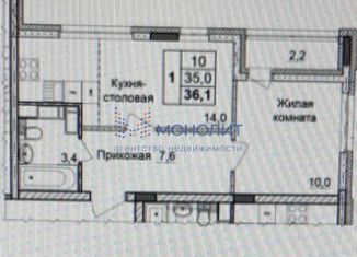 Продажа однокомнатной квартиры, 36 м2, Нижний Новгород, ЖК Новая Кузнечиха, Новокузнечихинская улица, 6