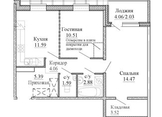 Продаю двухкомнатную квартиру, 58.07 м2, Колпино, Рубежное шоссе, 12