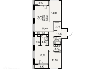 Продажа 3-комнатной квартиры, 91.5 м2, Рязань, Московское шоссе, 49к1, ЖК Акцент