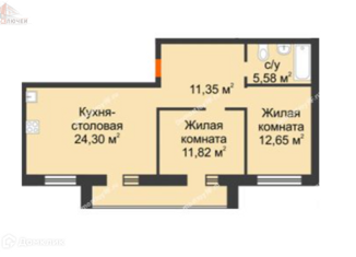 Продажа 2-комнатной квартиры, 64 м2, село Ямное, улица Генерала Круковского, 7
