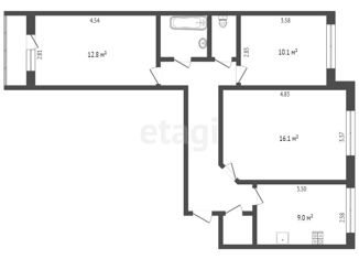 Продажа трехкомнатной квартиры, 64.3 м2, Тюмень, Олимпийская улица, 47, Восточный округ