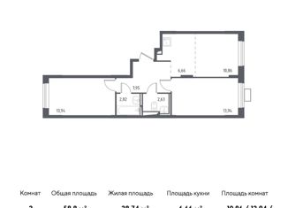 Продажа 3-ком. квартиры, 58.8 м2, поселение Рязановское, жилой комплекс Алхимово, к3.2