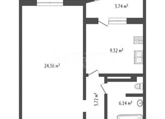 Продам однокомнатную квартиру, 43.5 м2, деревня Дударева, улица Созидателей, 2, ЖК Комарово
